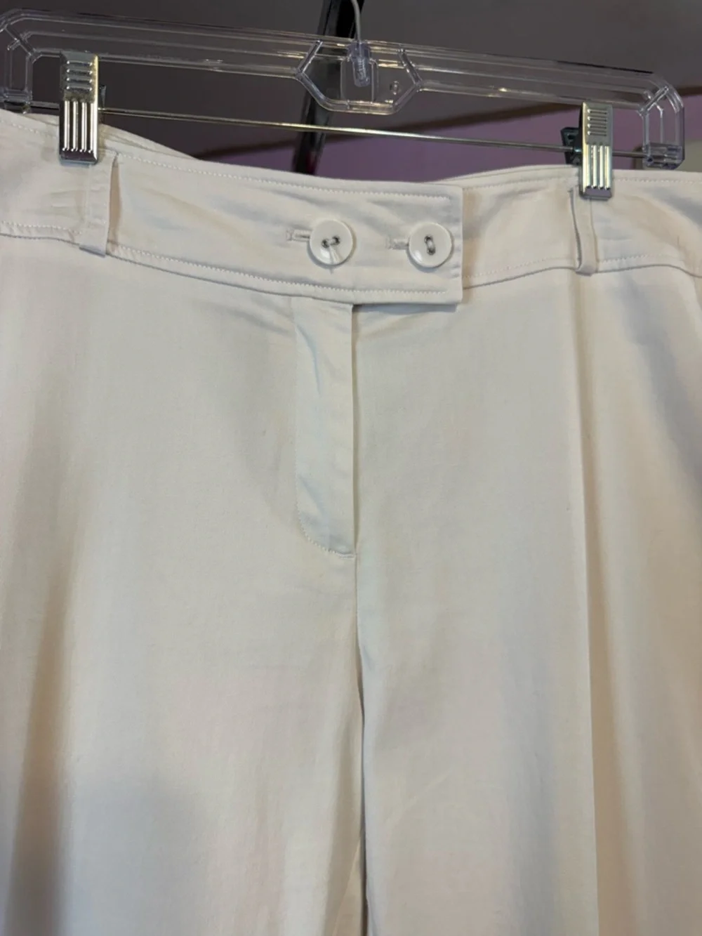 Multiples Button Cuff Cropped Trousers White Size 14 Coastal Chic